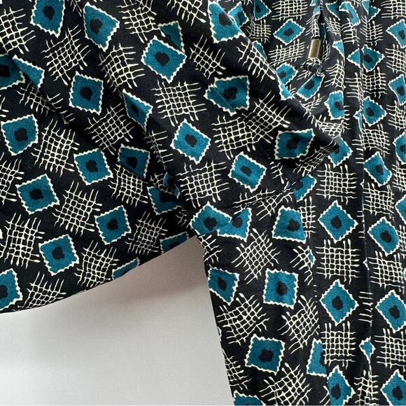 Anthropologie Geometric Print Tie Waist High Rise Jogger Pants in Green Motif S - Picture 9 of 15
